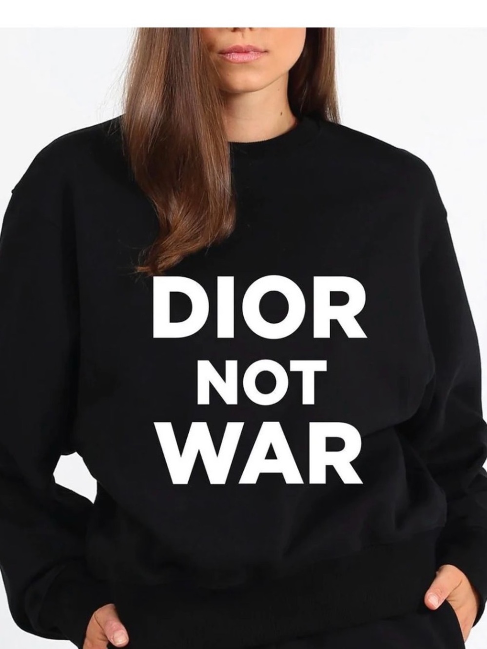 Black 'DIOR NOT WAR' Crewneck Sweatshirt
